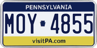 PA license plate MOY4855