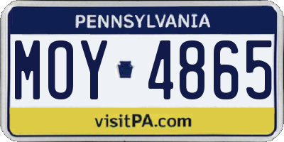 PA license plate MOY4865