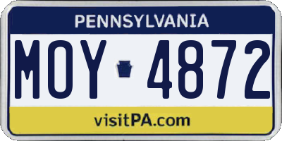 PA license plate MOY4872