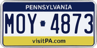 PA license plate MOY4873