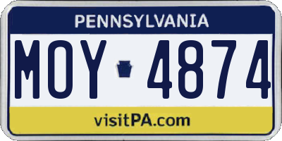PA license plate MOY4874
