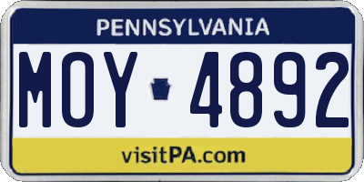 PA license plate MOY4892