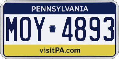 PA license plate MOY4893