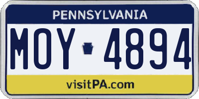 PA license plate MOY4894