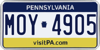 PA license plate MOY4905
