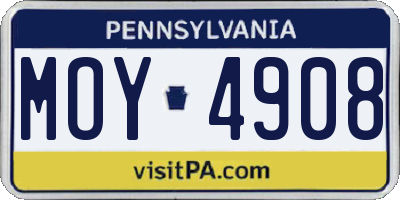 PA license plate MOY4908