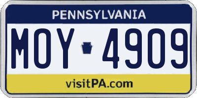 PA license plate MOY4909