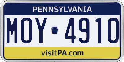 PA license plate MOY4910