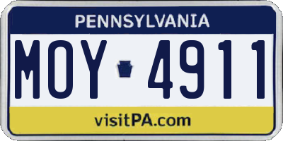 PA license plate MOY4911