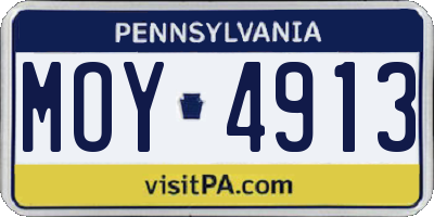 PA license plate MOY4913
