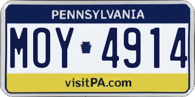 PA license plate MOY4914