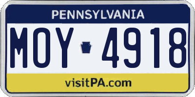 PA license plate MOY4918