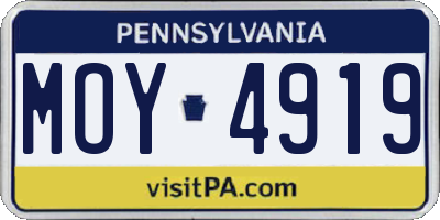 PA license plate MOY4919