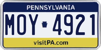 PA license plate MOY4921