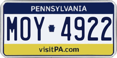 PA license plate MOY4922