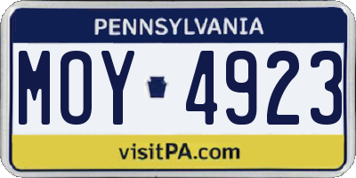 PA license plate MOY4923