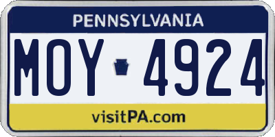 PA license plate MOY4924