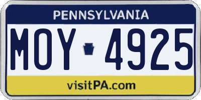 PA license plate MOY4925