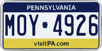 PA license plate MOY4926