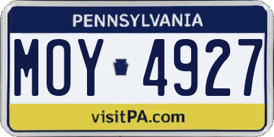 PA license plate MOY4927