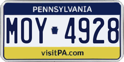 PA license plate MOY4928