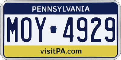 PA license plate MOY4929