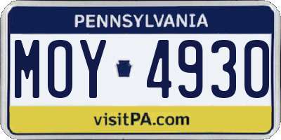 PA license plate MOY4930