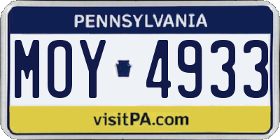 PA license plate MOY4933