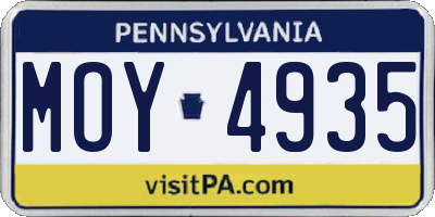 PA license plate MOY4935