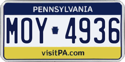 PA license plate MOY4936