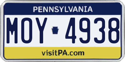 PA license plate MOY4938