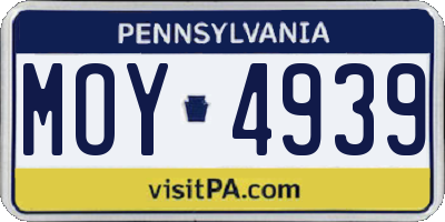 PA license plate MOY4939