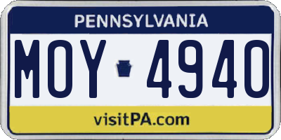 PA license plate MOY4940