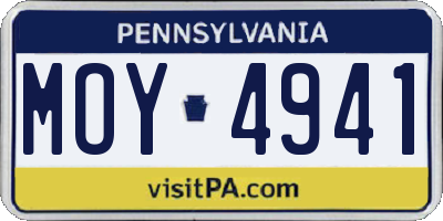 PA license plate MOY4941