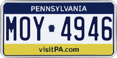PA license plate MOY4946