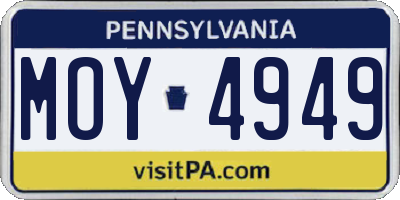 PA license plate MOY4949
