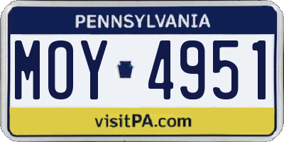 PA license plate MOY4951