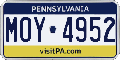 PA license plate MOY4952