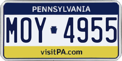 PA license plate MOY4955