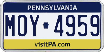 PA license plate MOY4959