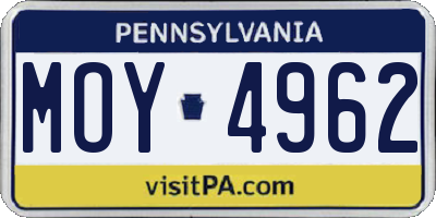 PA license plate MOY4962
