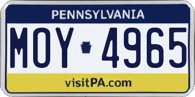 PA license plate MOY4965