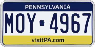 PA license plate MOY4967