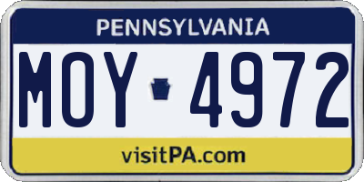 PA license plate MOY4972