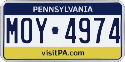 PA license plate MOY4974