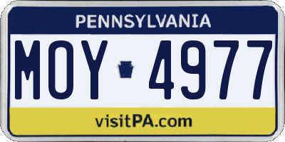 PA license plate MOY4977