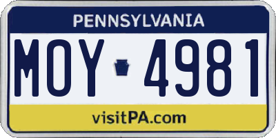 PA license plate MOY4981