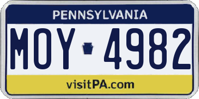 PA license plate MOY4982