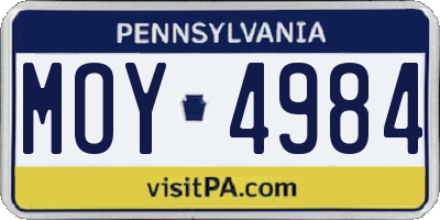PA license plate MOY4984