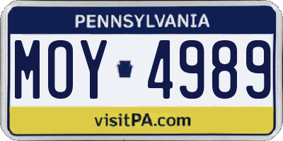 PA license plate MOY4989